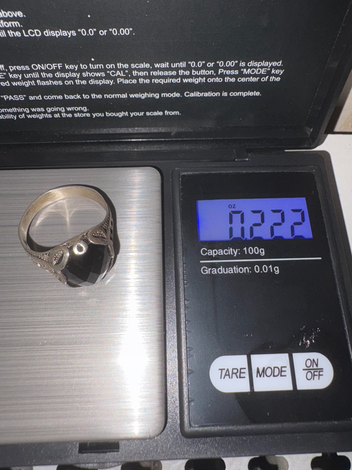 Vintage Silver Ring Faceted Black Onyx Ring Handcrafted Ring 10.75 US