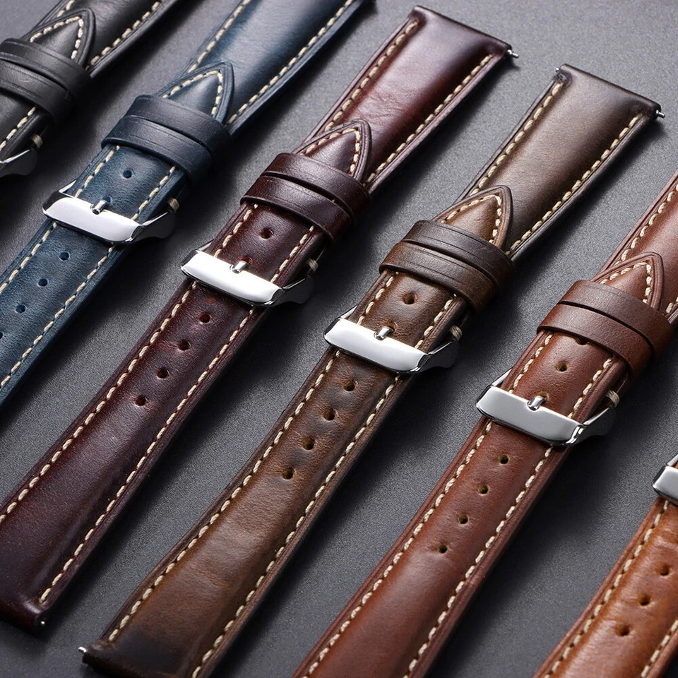 18mm 19mm 20mm 21mm 22mm Men’s Genuine Leather Watch Strap Band Quick Release