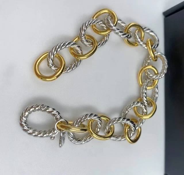 David Yurman Iconic 12mm Oval Link Cable Chain Bracelet 7.5 Inch Silver
