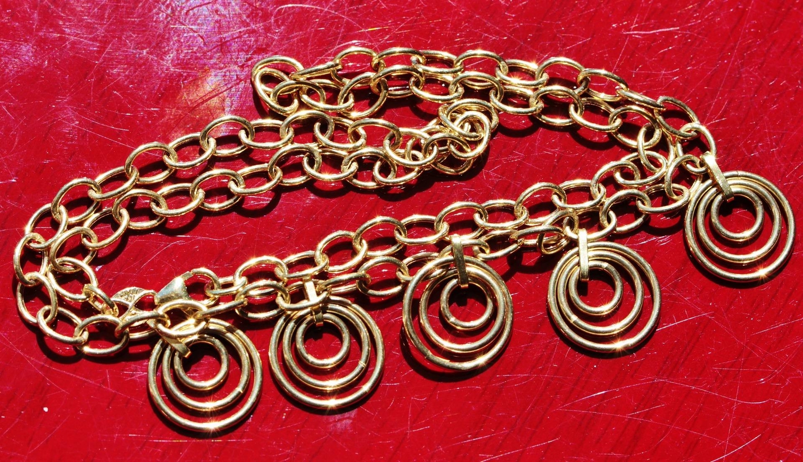14k yellow gold necklace Italian 17.0″ fancy circular dangle 6.4gr EternaGold