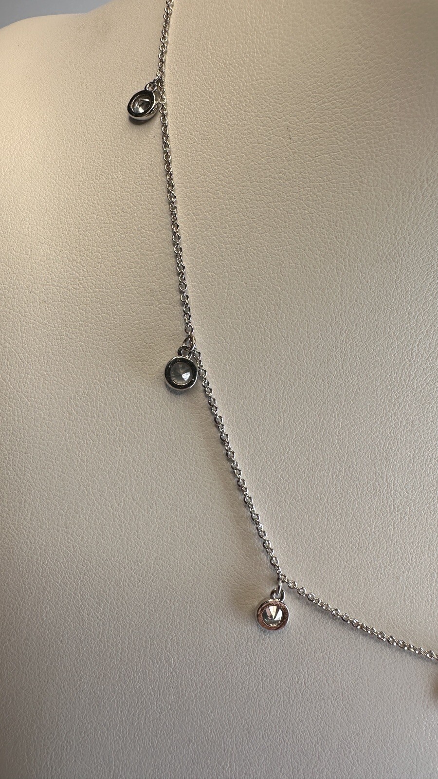 Sterling Station Necklace CZ Silver Tested Cubic Zirconia GM Golden Moon 17”