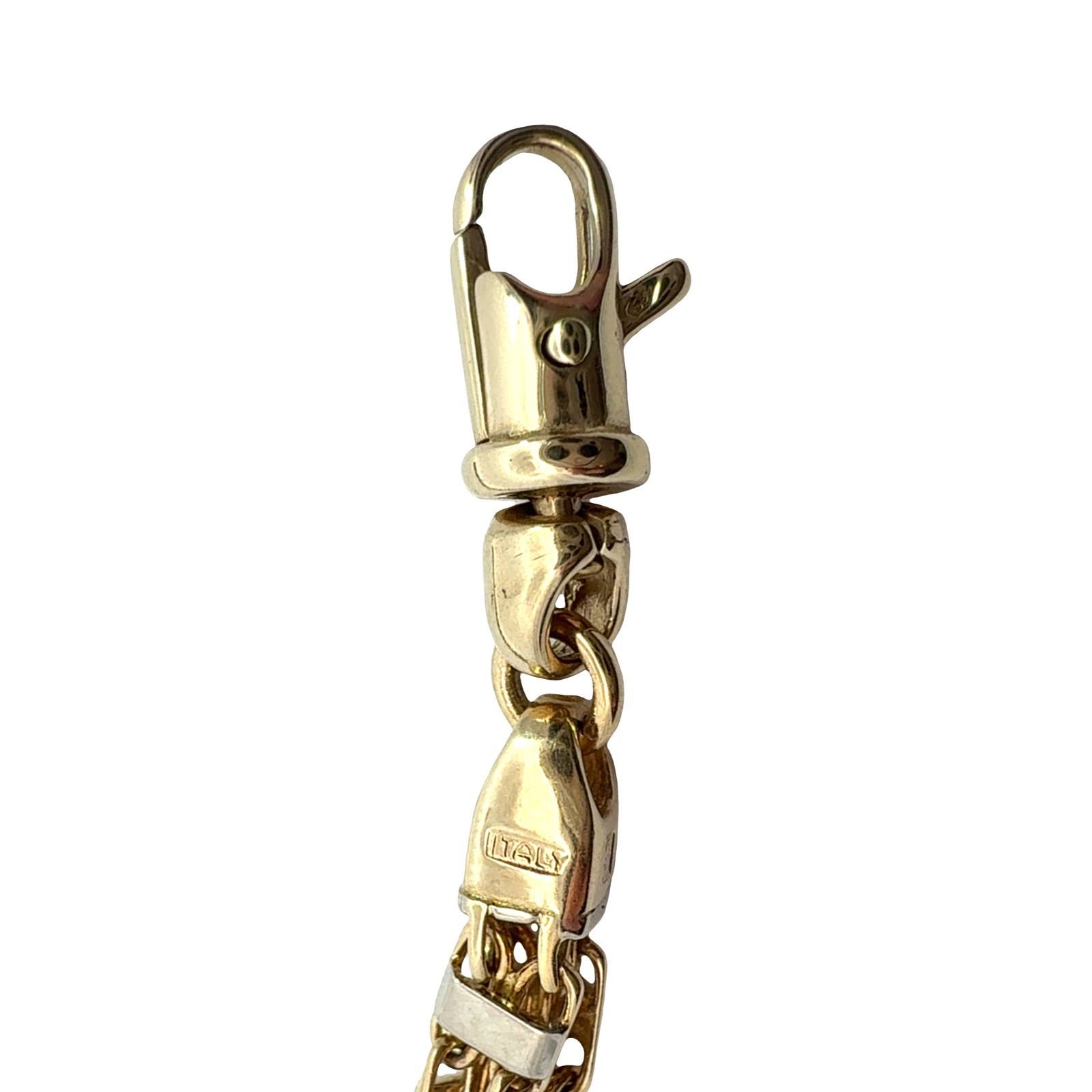 14k Two-Tone Yellow Gold Double Square Link Chain Bracelet 8.25″