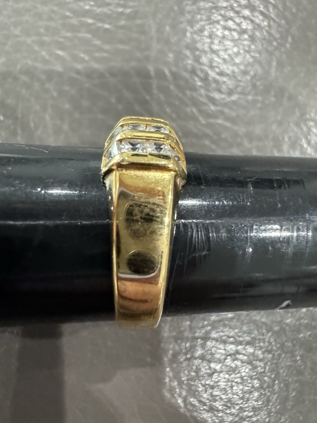 Gold Plated Sterling 925 CZ channel Set PMJ ring band Sz 9 Men’s / Women’s