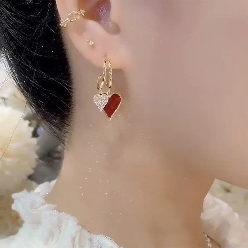 Womens 18k-Gold Plated Hoop Earrings Crystal Drop Dangle Fashion Elegant Jewelry