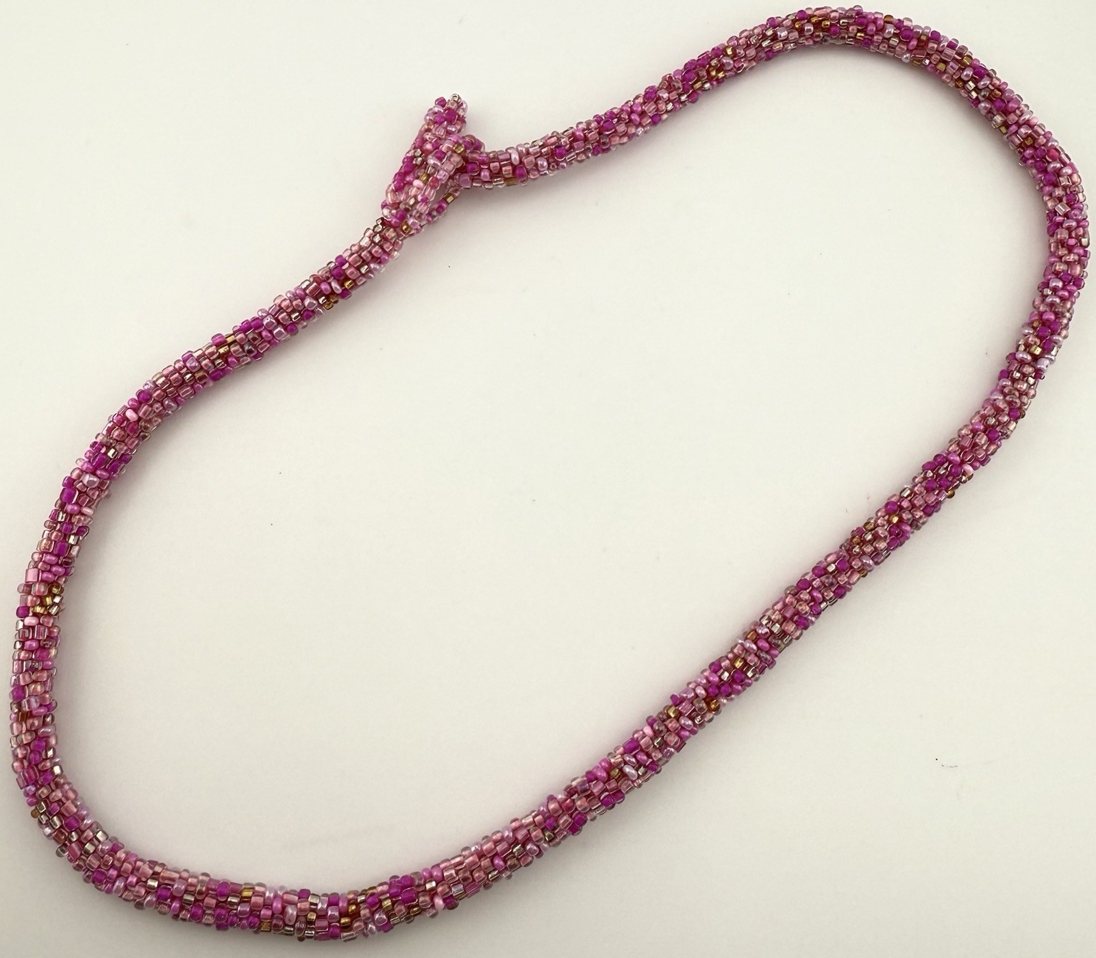 HIMALAYAN GEMS ANDREW STONE PINK SEED BEADED 20” NECKLACE K914B