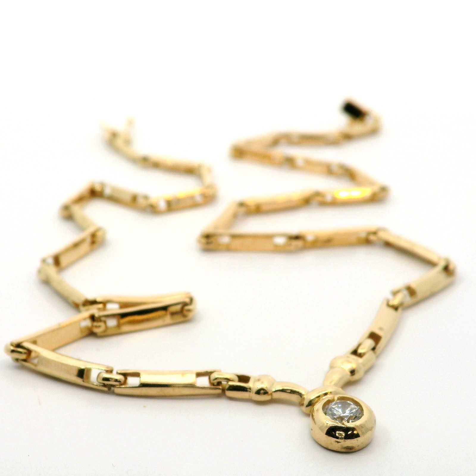 Ladies’ chain, gold necklace, necklace with zircon, yellow gold 585 14 KT