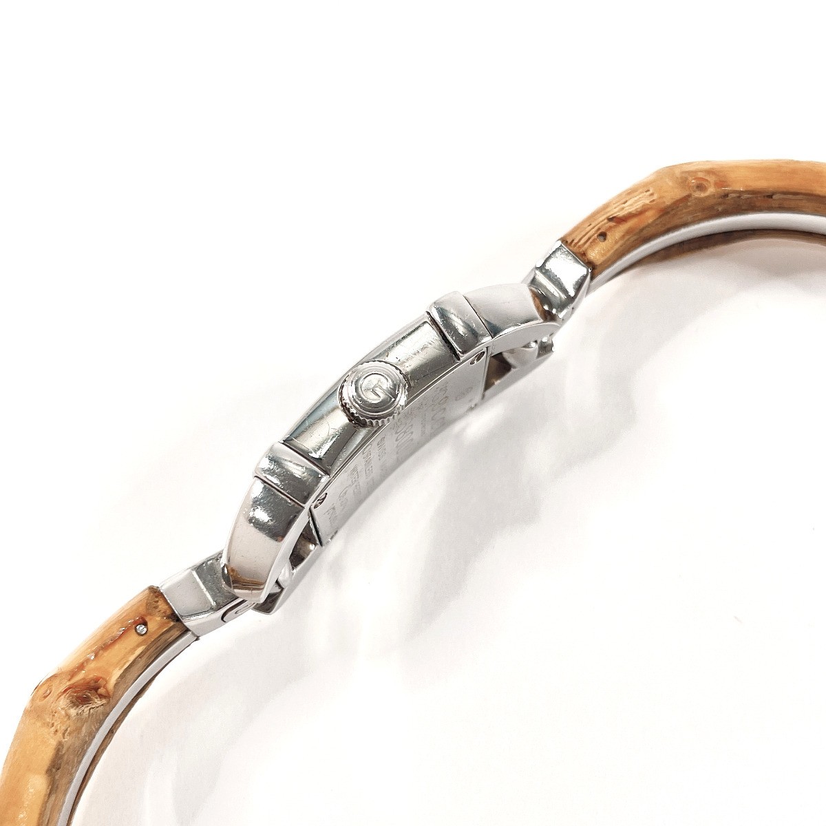 Gucci Watch 6800L Bamboo Bangle Watch Stainless Steel Silver / Brown Quartz