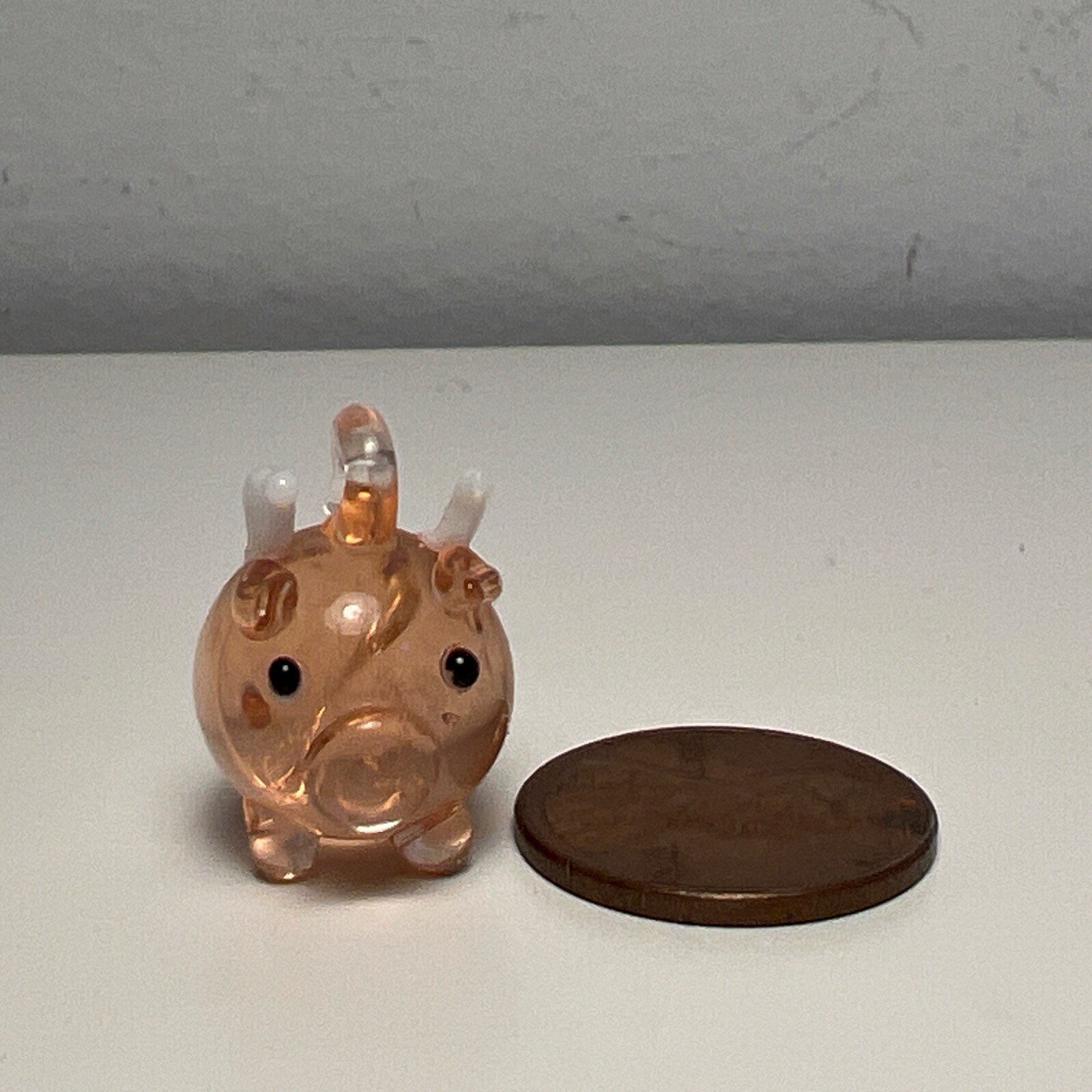 Mini Flying Pig Necklace Charm Ornament Pink Glass Hand Blown Christmas Tree .5″