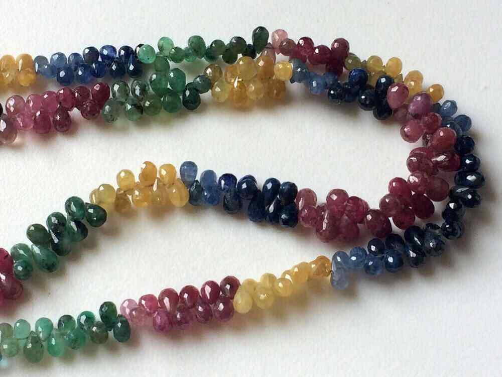 2×3 mm-3×5 mm Multi Precious Gemstones Faceted Teardrops, Natural Sapphire