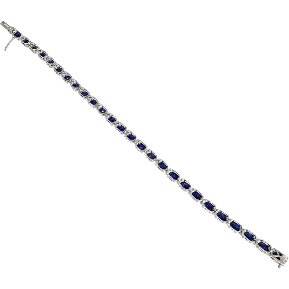 sapphire 10.00ct diamond 0.40ct bracelet K18WG white gold 11.0g 6.9″ Women