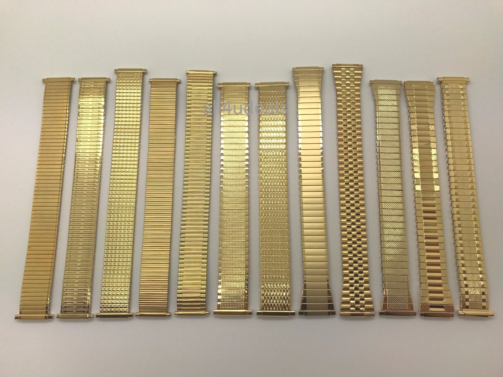 16mm 18mm 20mm 22mm Gold Stainless Steel Stretch Expansion Watch Band Mens MS