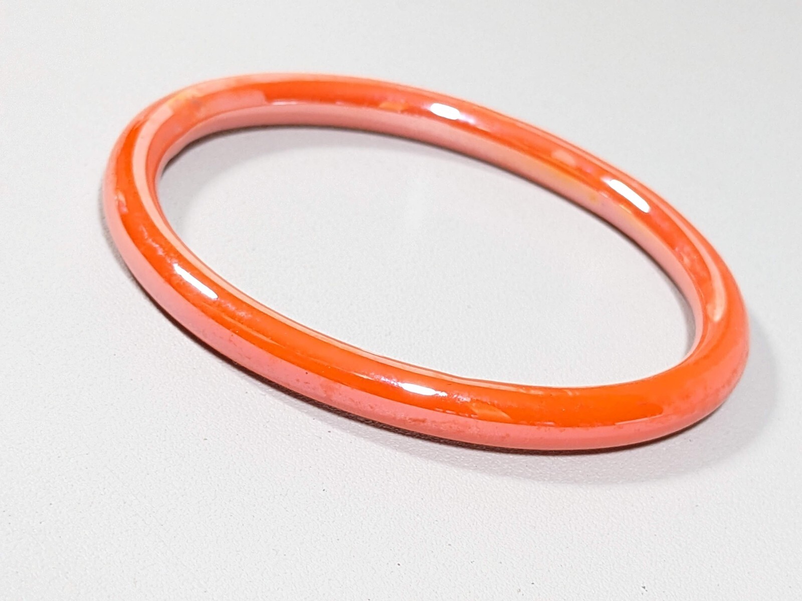 Orange Iridescent 6mm Bangle Bracelet 7.5 inches