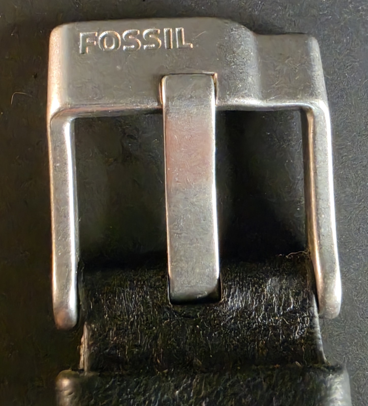 Fossil JR-1189 Quartz Analog Black Dial Silver Case Black Leather 30mm
