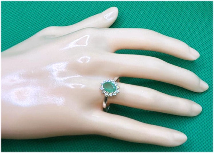 1.14ct Emerald & Diamond Ring in 14K White Gold