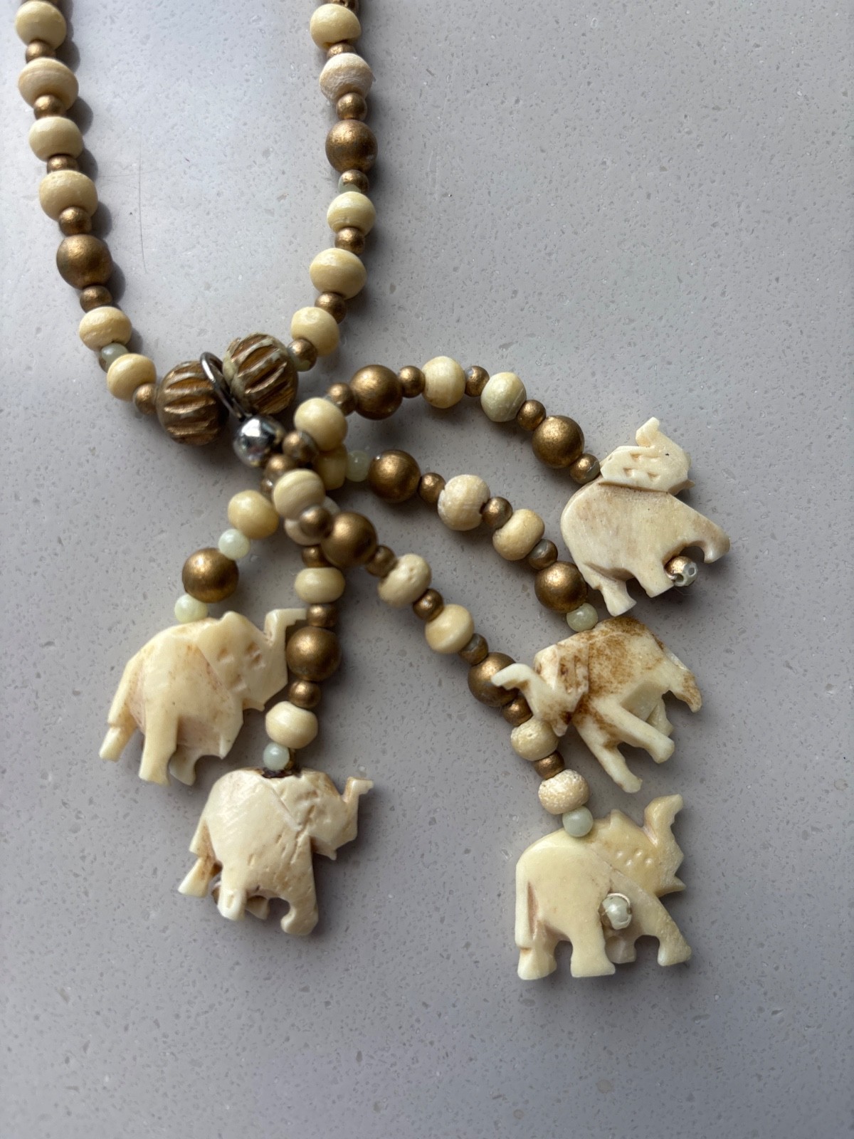 Vintage African Unkown bone and Brass Beads necklace