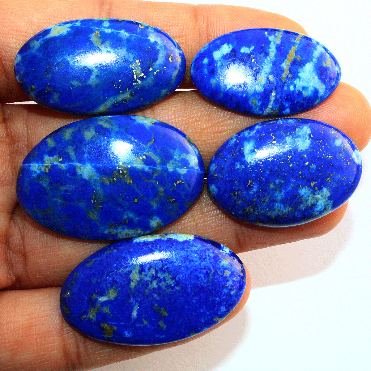 5 PC Natural Lapis Lazuli High Quality Untreated 30-37mm Oval Cabochon Gemstones