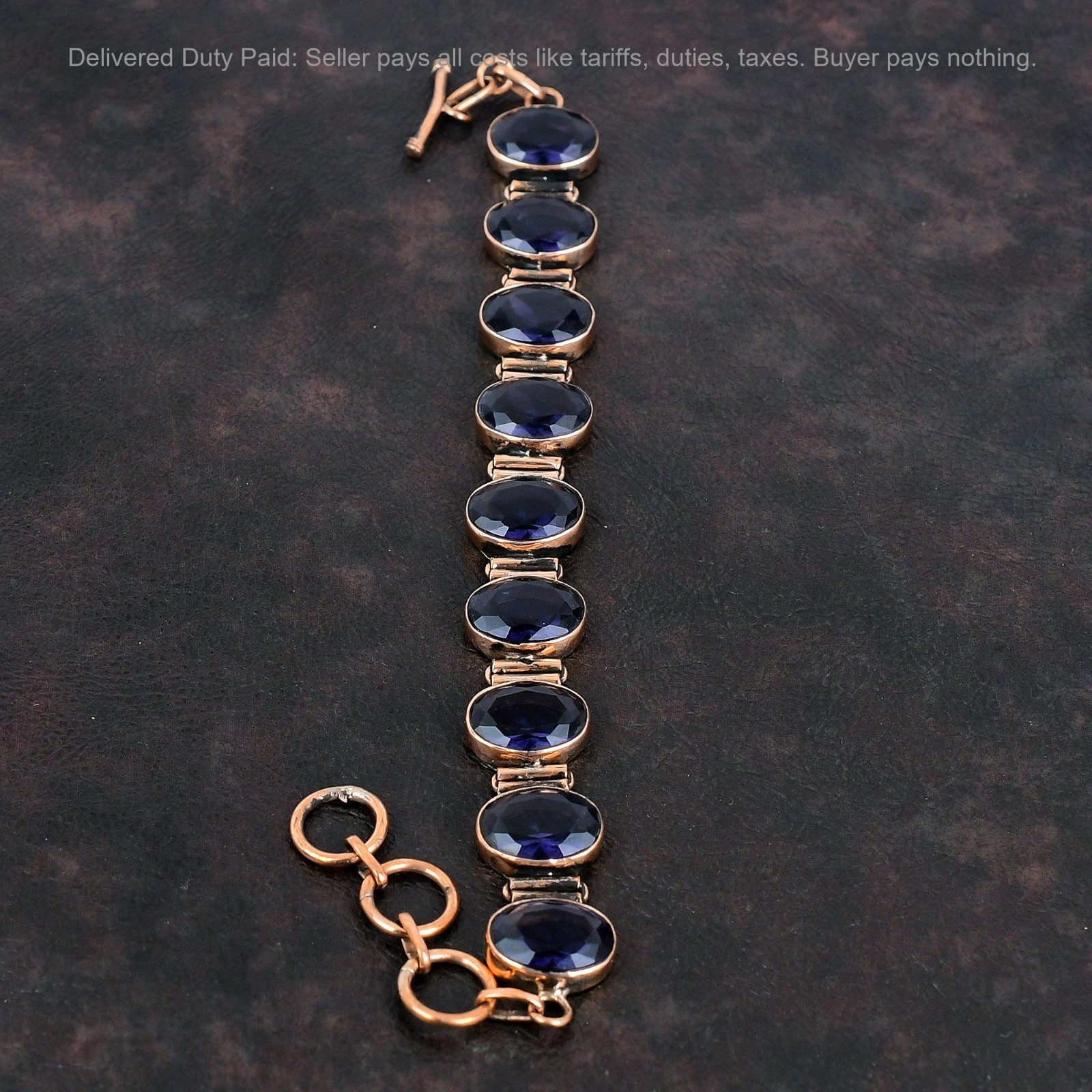 Copper African Amethyst Gemstone Bezel Anniversary Mother Engagement Bracelet