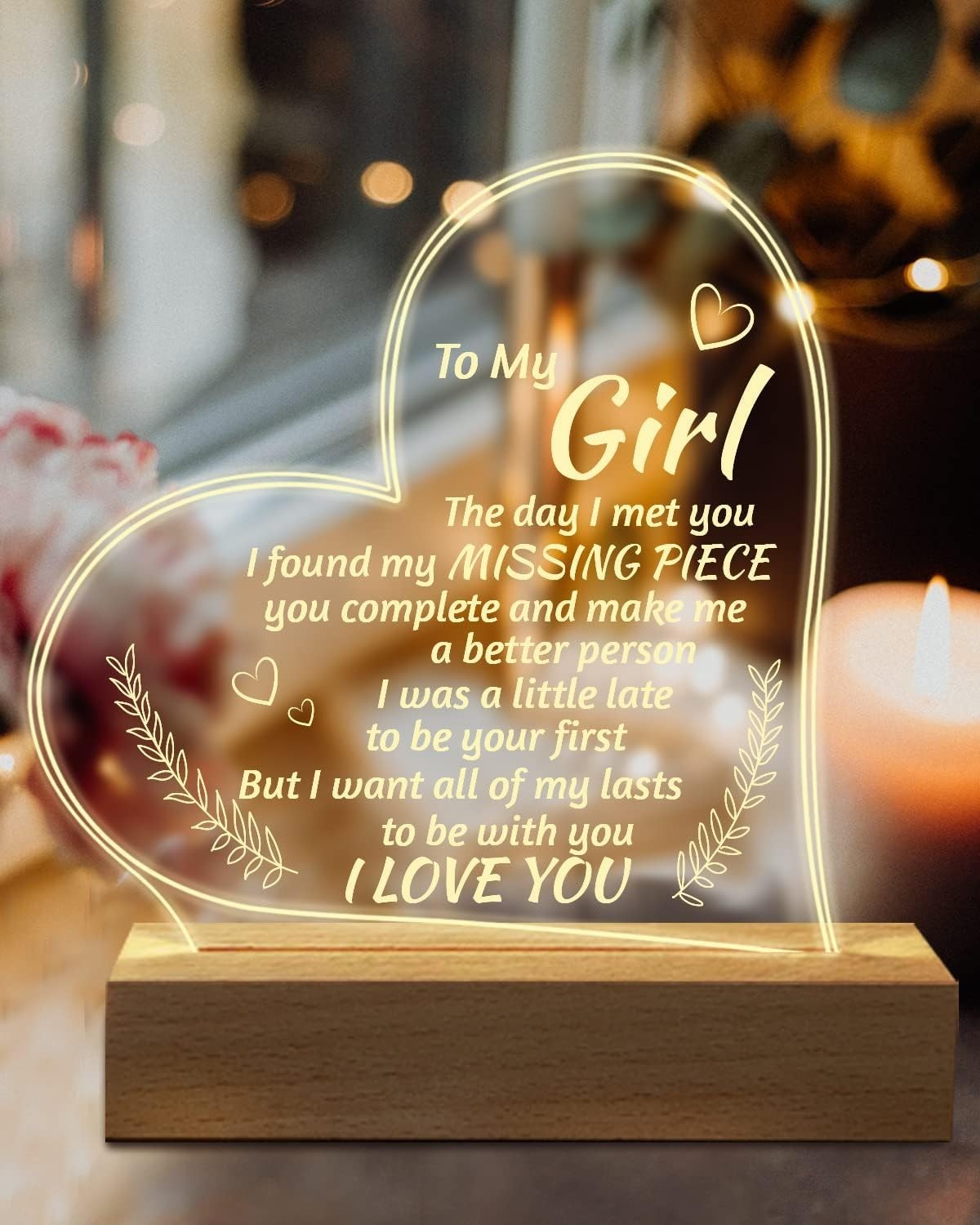 Romantic Gifts for Girlfriend to My Girlfriend Engraved Night Light I Love You