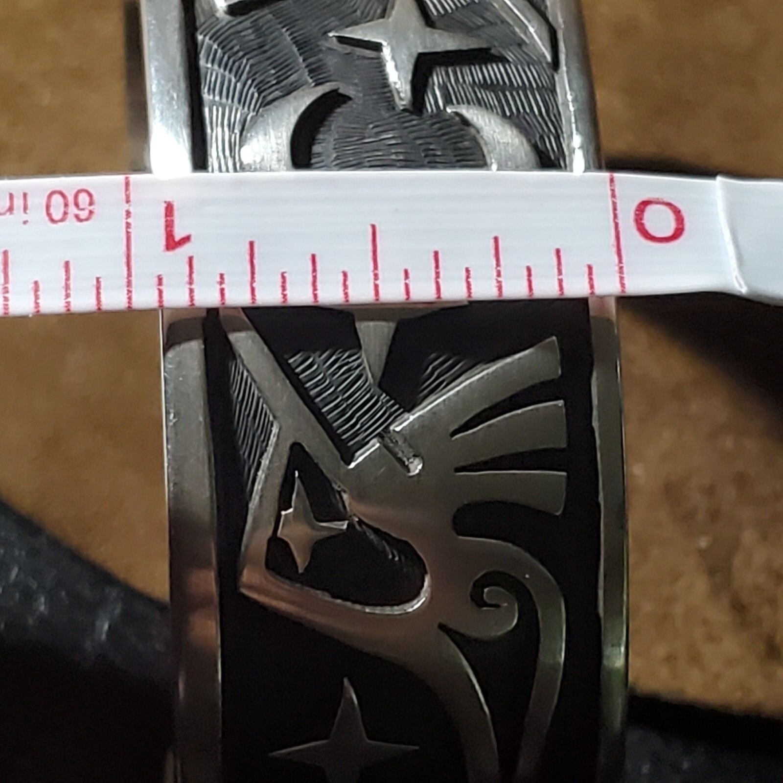 Zuni GEORGE PHILLIPS Overlay Kokopelli Stars/ Moon Cuff Size 7.25 In. NEW