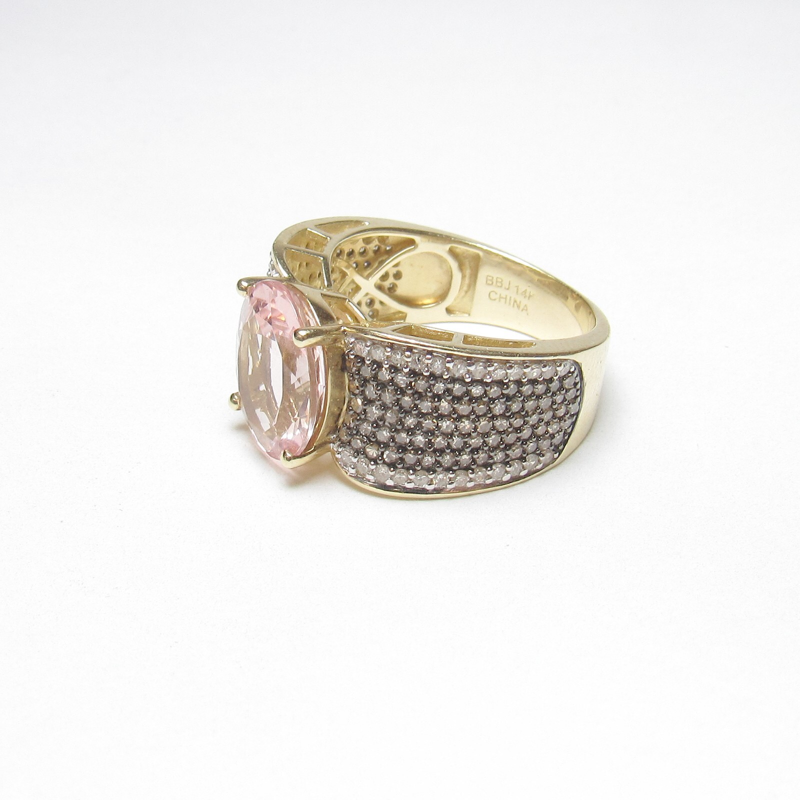 BANGKOK RATNARAJ 14K Yellow Gold 3.75 Ct Natural Pink Morganite And Diamond Ring
