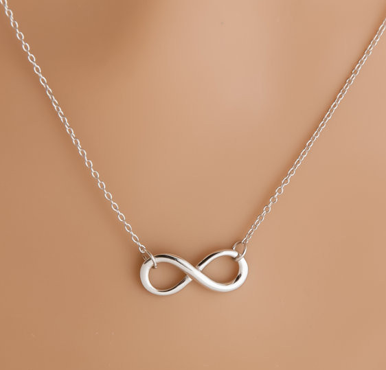 Solid 925 Sterling Silver Infinity Forever Figure 8 Love Necklace