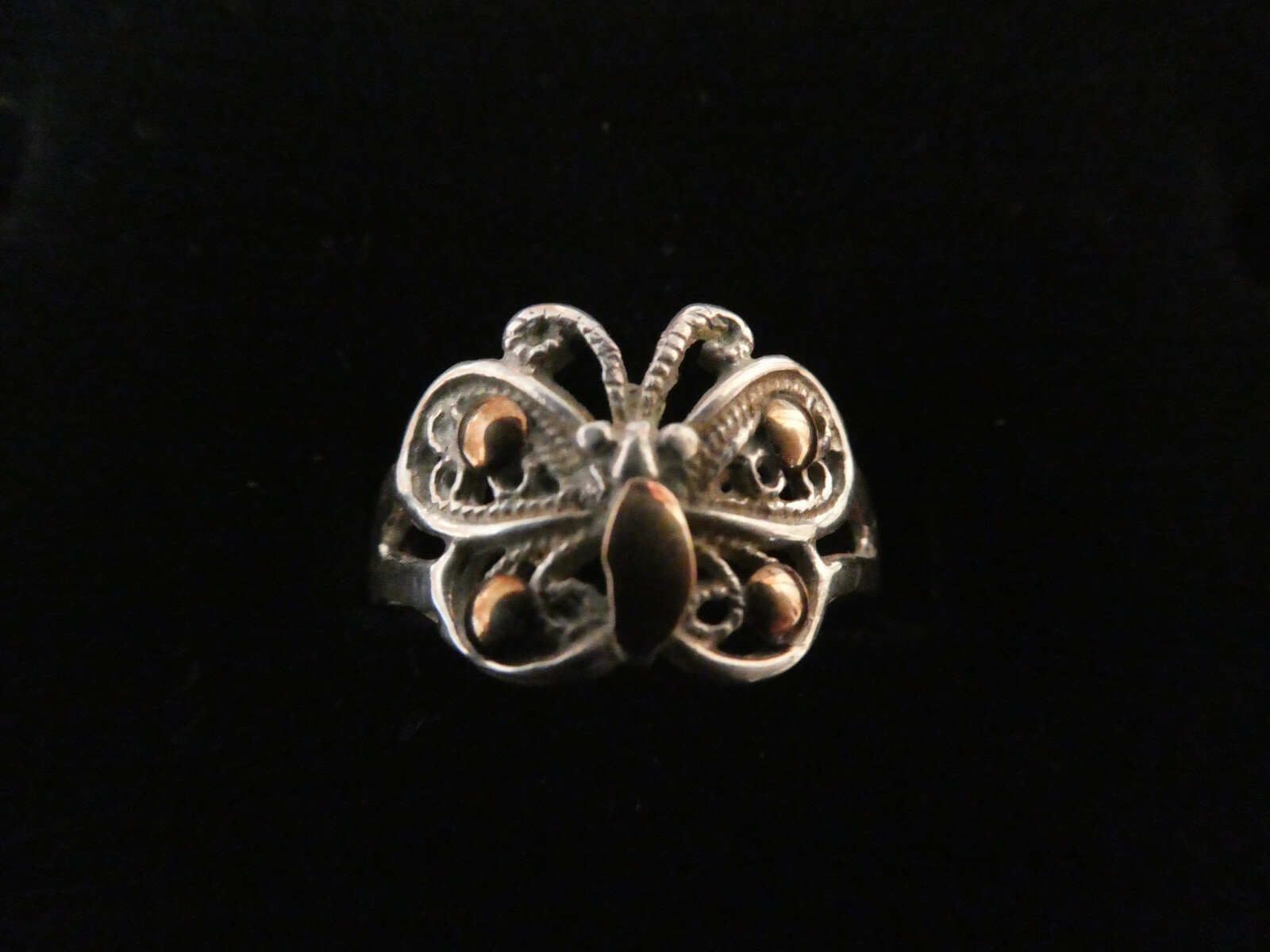 Peruvian Silver RIng, Butterfly, 18.5 mm, size 8 1/2, 3 grams