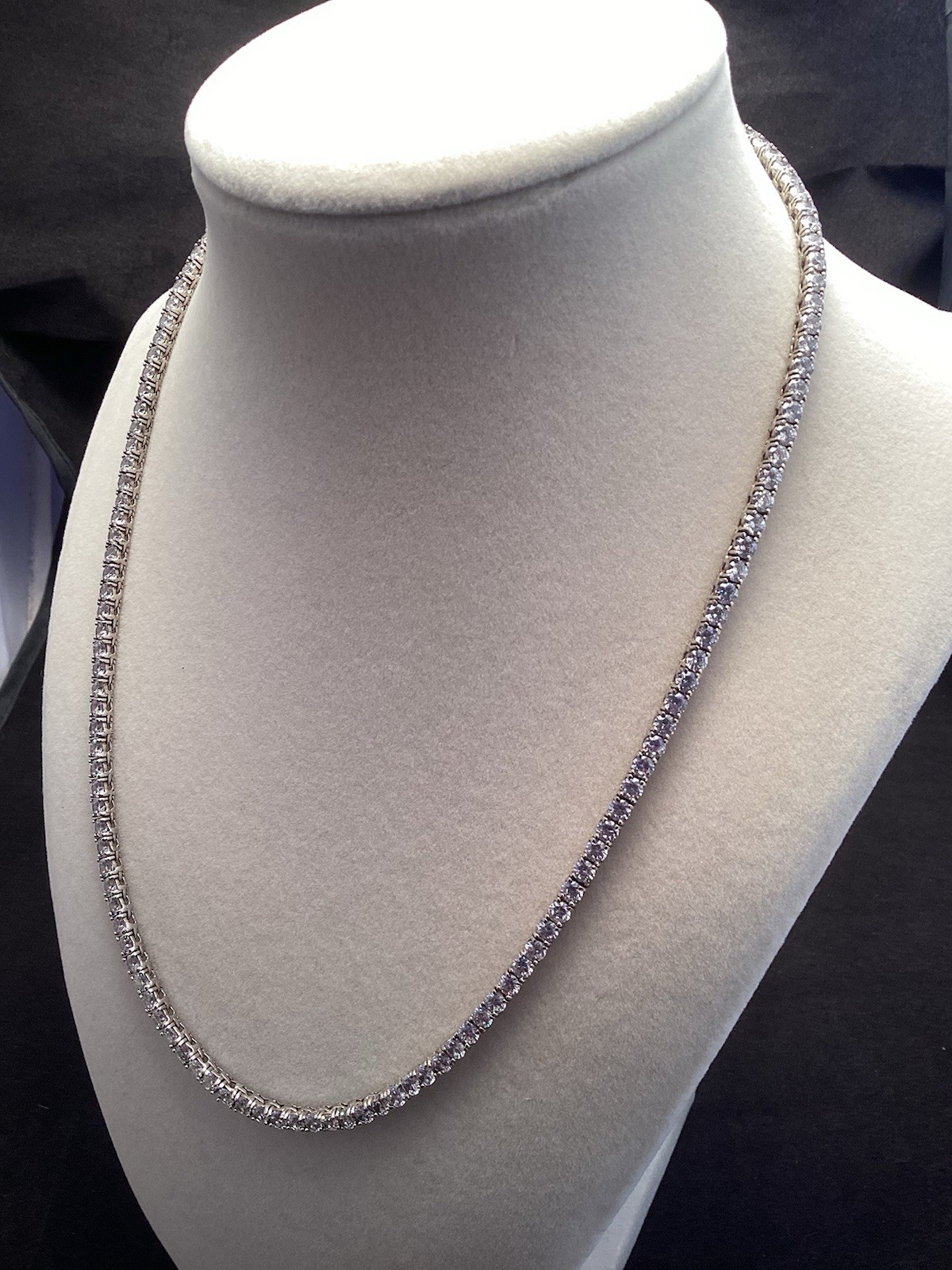 Fuzion Creations FZN Sterling White Clear Quartz Tennis 3mm Necklace 18” (2b)
