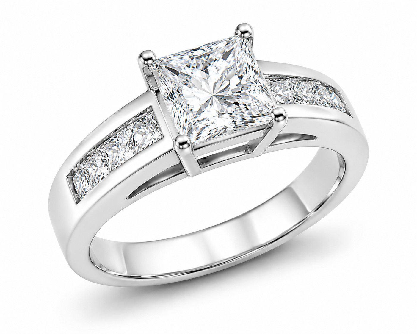 2.5 Ct Princess Silver Simulated Diamond Engagement Wedding Ring Channel