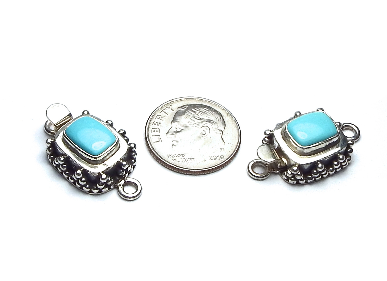 SLEEPING BEAUTY TURQUOISE 925 Sterling Silver 24mm Box Clasp /c12