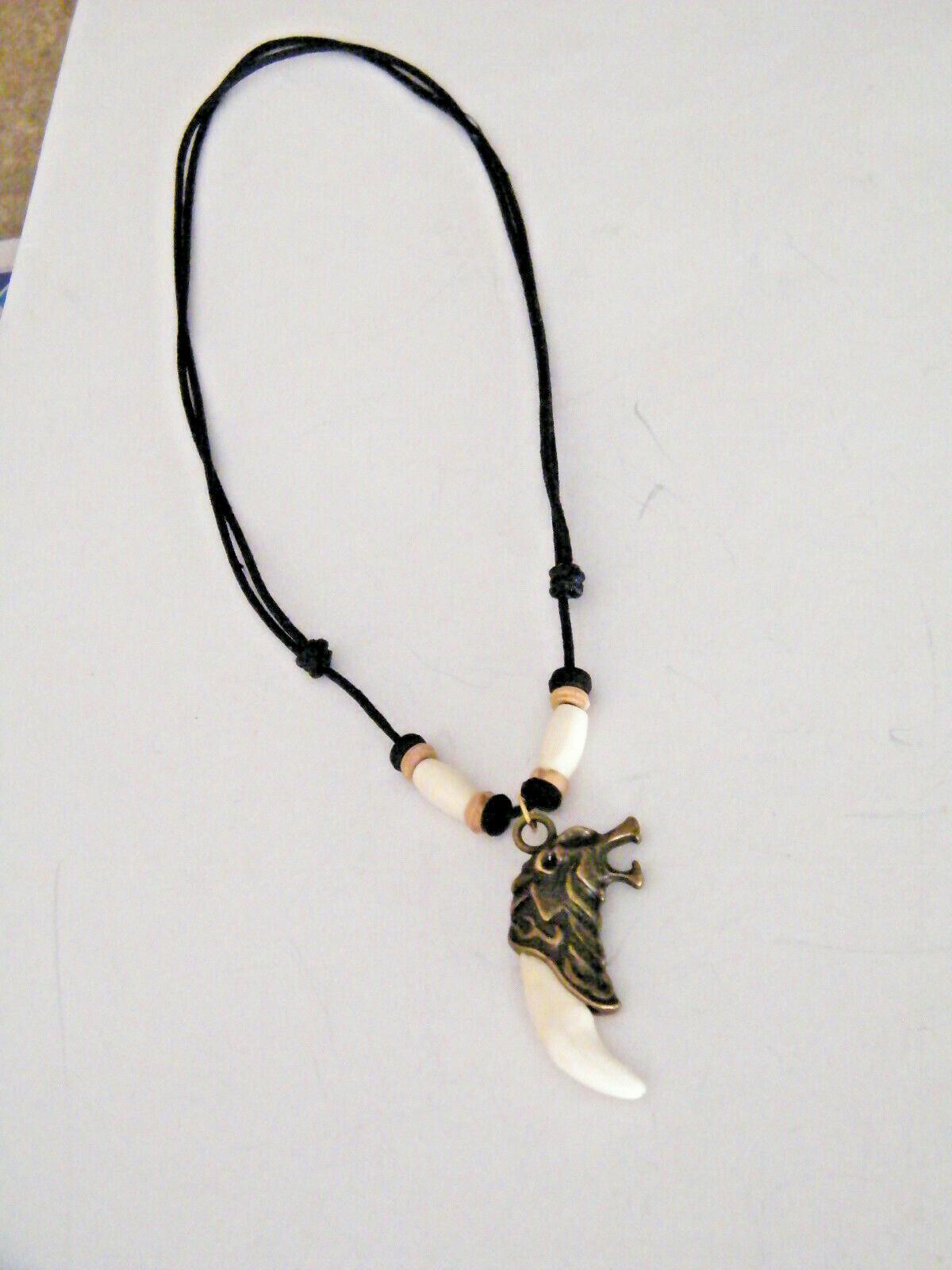 Coyote Necklace WHITE Teeth Real Coyote Tooth Wolvves Head 16″-28″ Beads NEW!