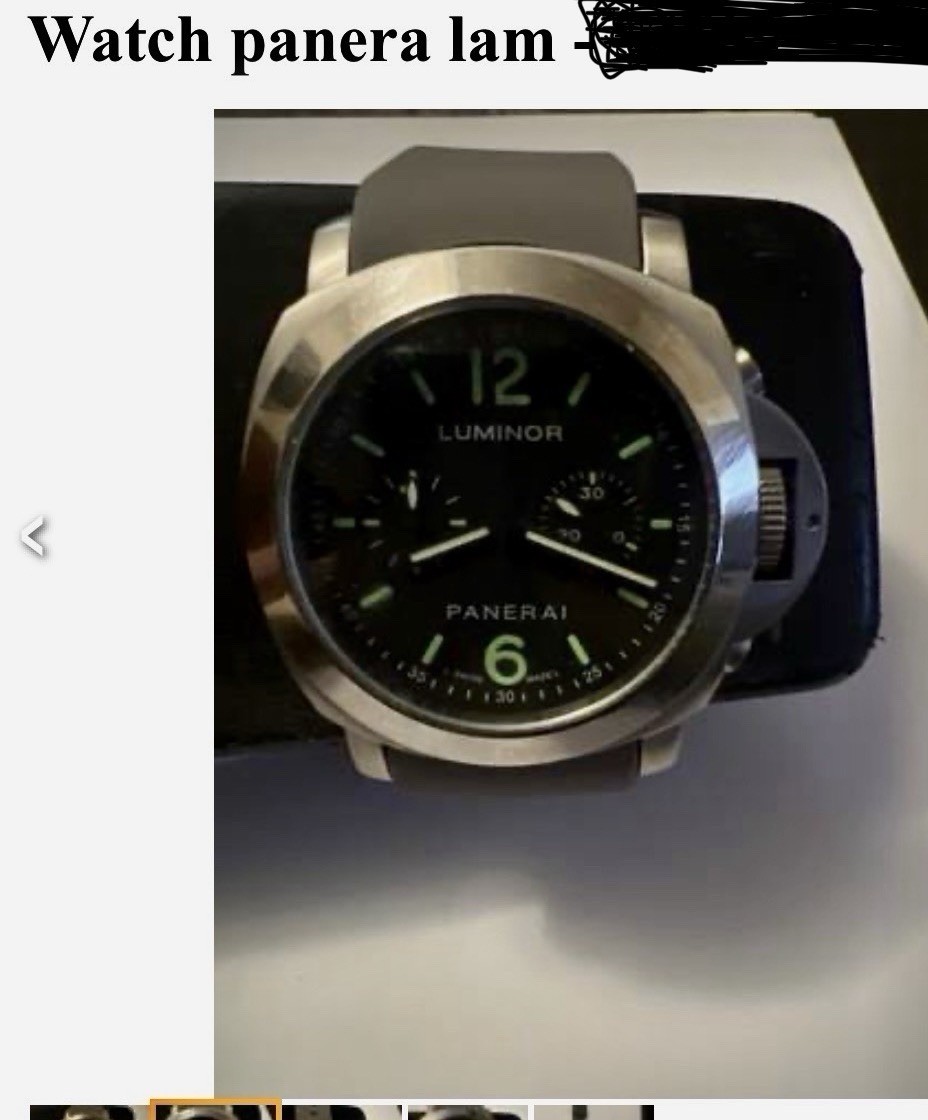 Panerai Luminor 44mm Automatic Black Dial Gray Rubber Strap 300m Men’s