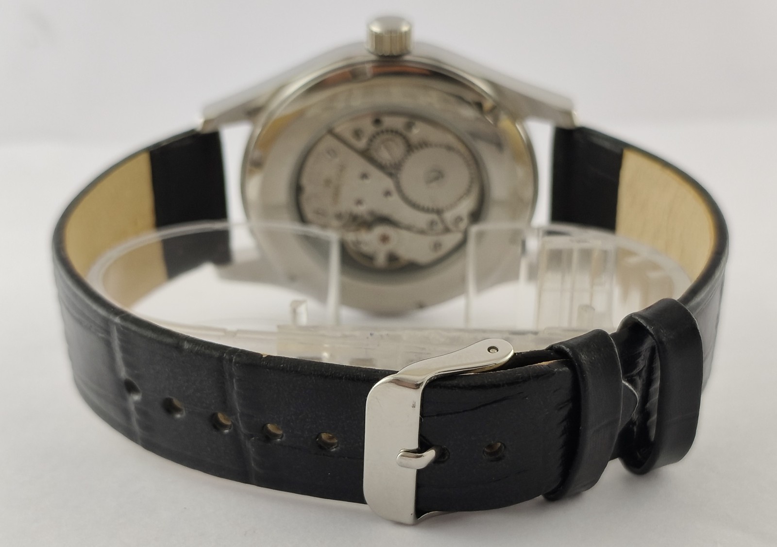 Vintage Refurbished Hamilton Hand-Winding Black Dial 17 J Men Watch Leather Band