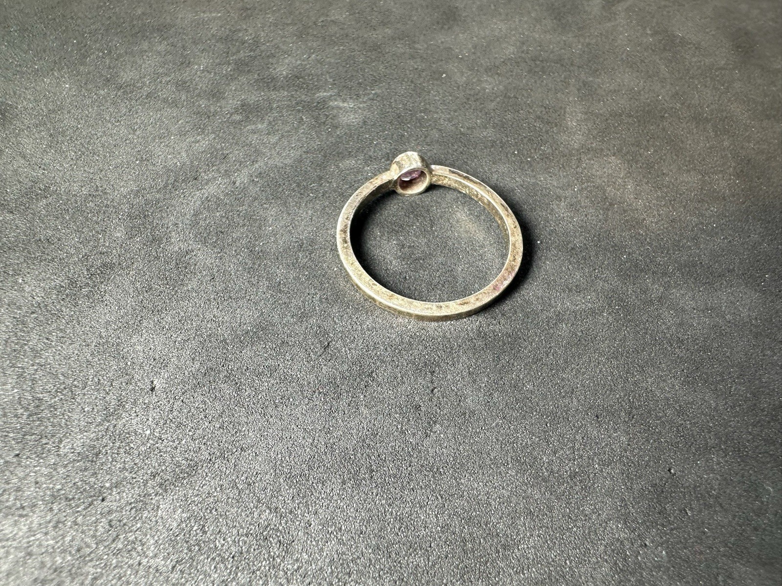 1.60g Vintage Sterling Silver 925 Ring Pink Round Stone Minimalist M Size 6.5
