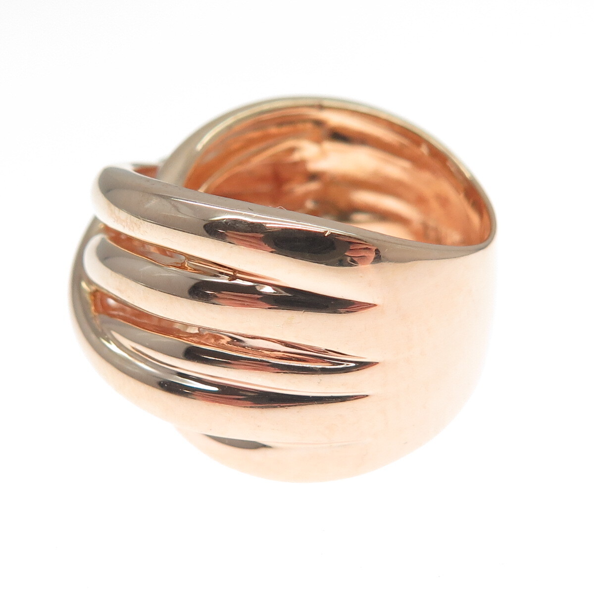ROSS SIMONS 925 Sterling Silver Rose Gold Plated Interlocked Ring Size 6