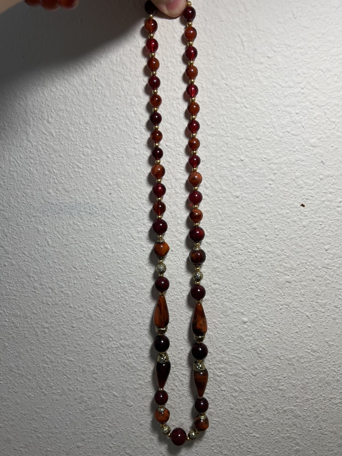 Creamy Blood Amber Gradient Beaded Necklace, 24 inches