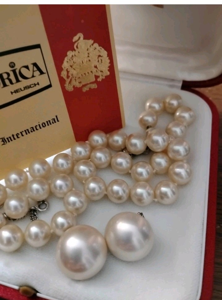 Majorica Mallorca Pearl Necklace An Clip-on Set 40cm Original Box Spain Vintage