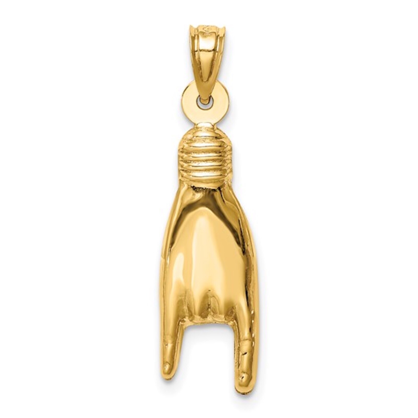 10k Gold Italian 3D Hand Cornuto Charm, 10K Real Gold 1″ Mano Cornuto -10K6393