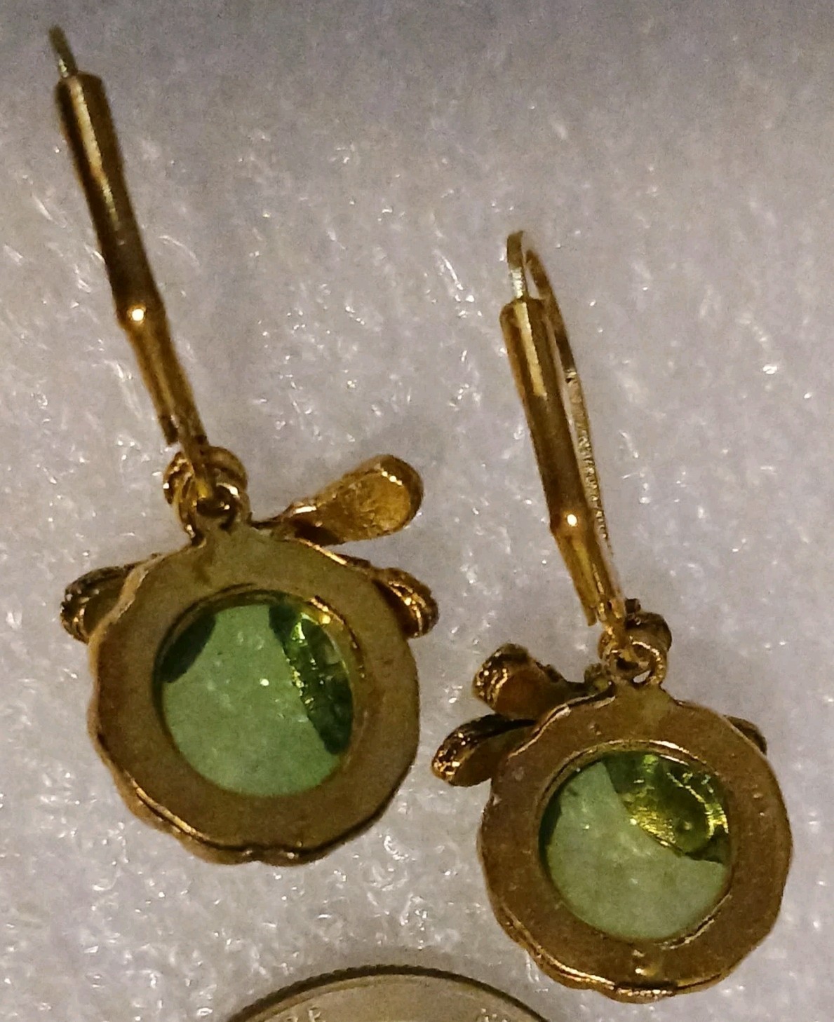 Dragonfly Green Boho Leverback Earrings Pre-owned 1″ Dangle