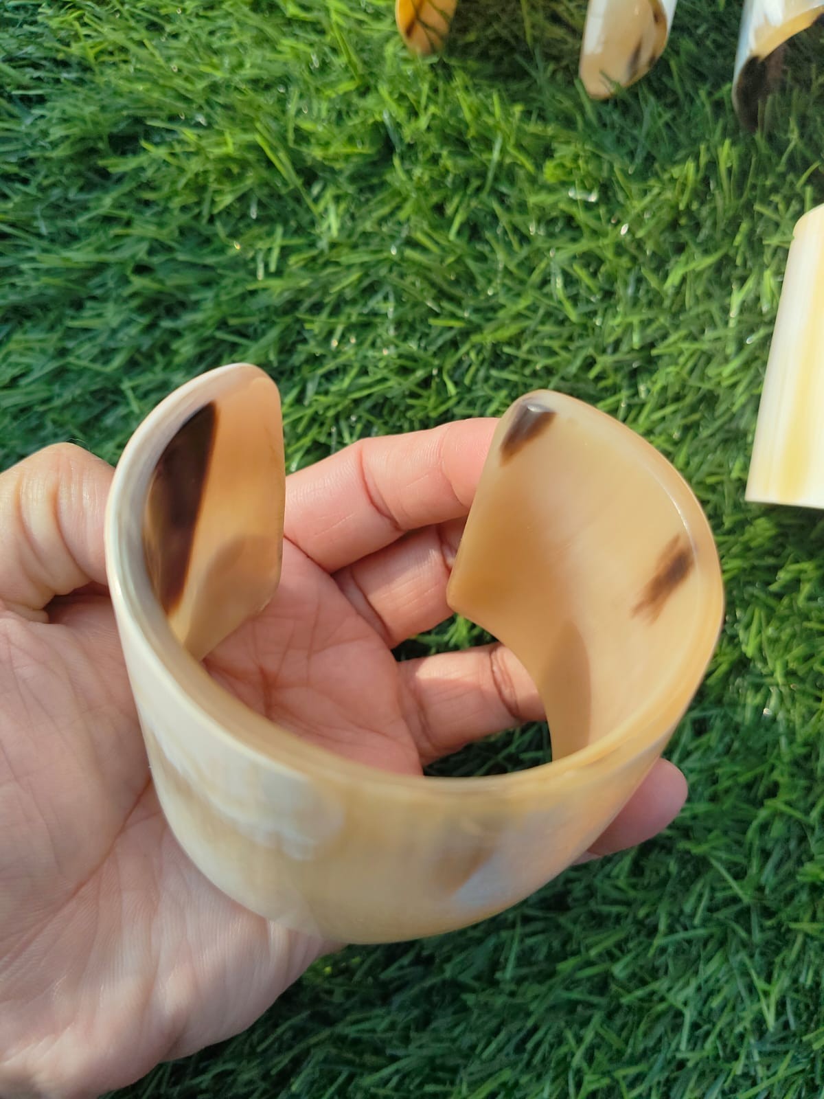 Natural Buffalo Horn Cuff Bracelet Horn Bangle Ethnic Jewelry Bangle Mix White