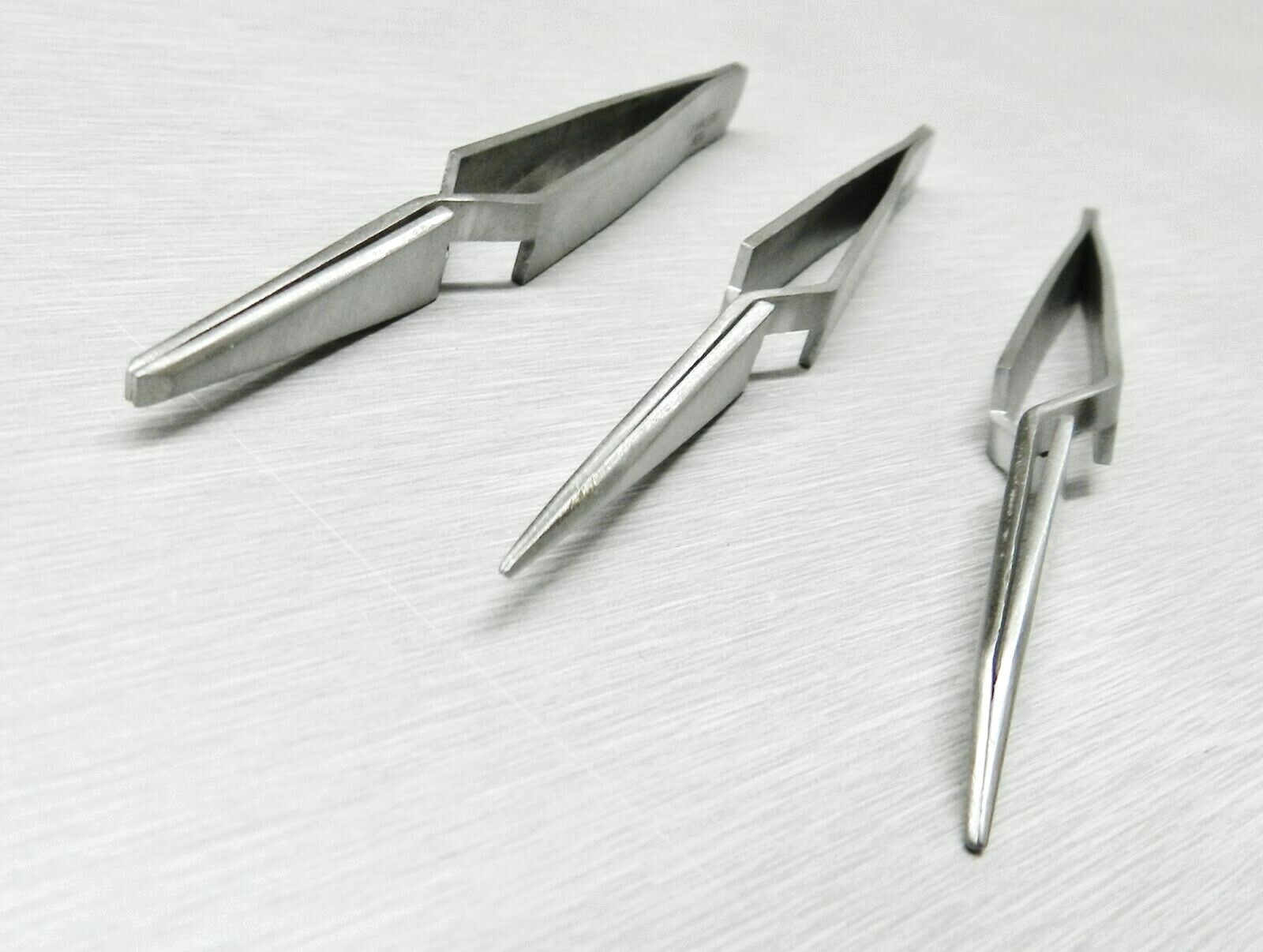 Tweezers Cross Locking Set of 3 Curved Straight & Blunt Tip Cross Lock Tweezer