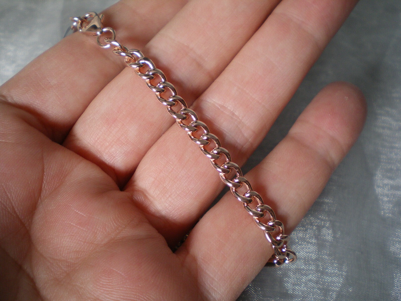 Identity bracelet, 8 inches, 11.68 grams of 925 Sterling Silver, Rose Gold over