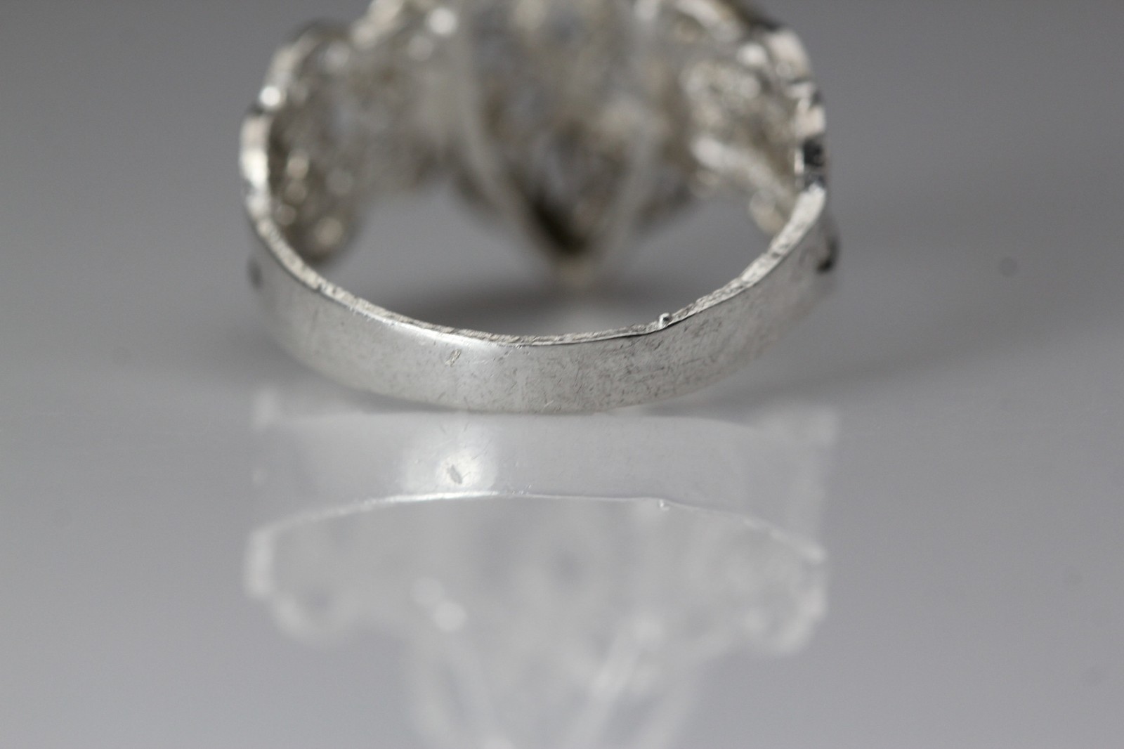 925 Sterling Silver Artisan Marquise Filigree Heart Size 8.75 Ring 3.2g(RIN9703)