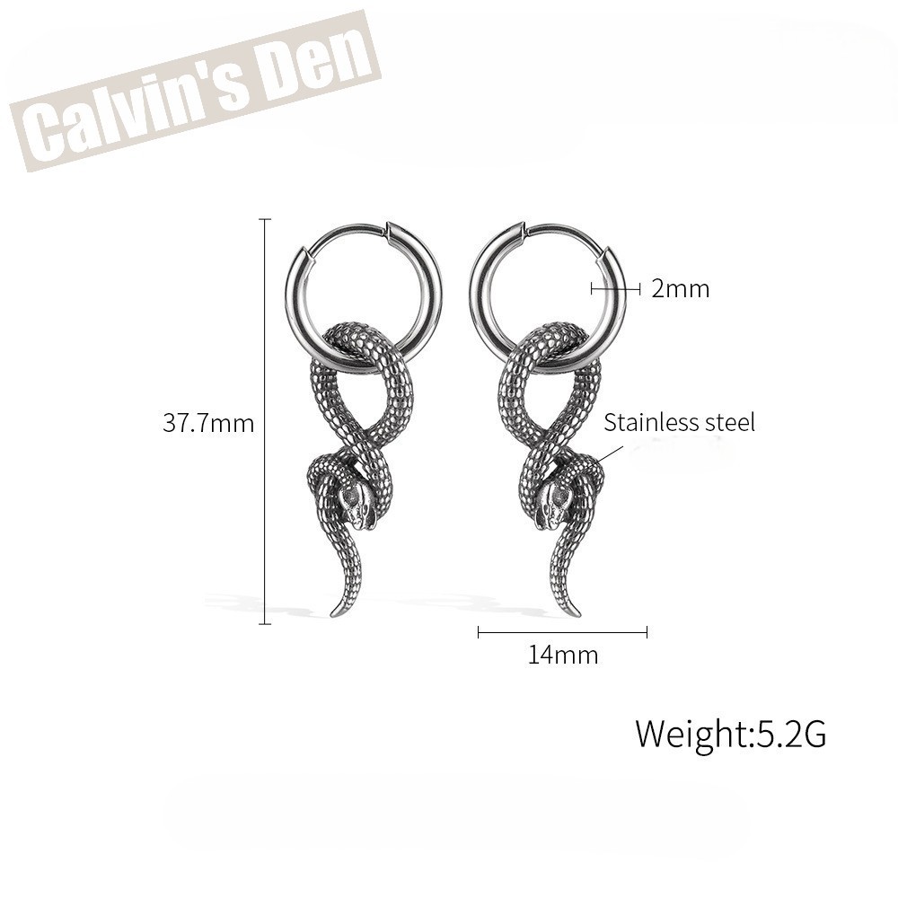 Stainless Steel Twisted Snake Earrings