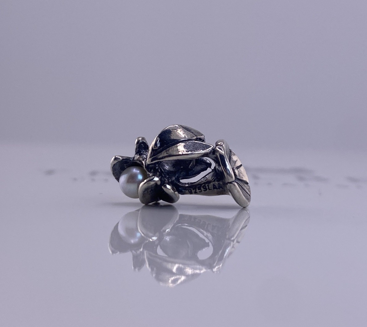 Trollbeads Bindweed of September Bead Pearl Sterling Silver Flower Charm New