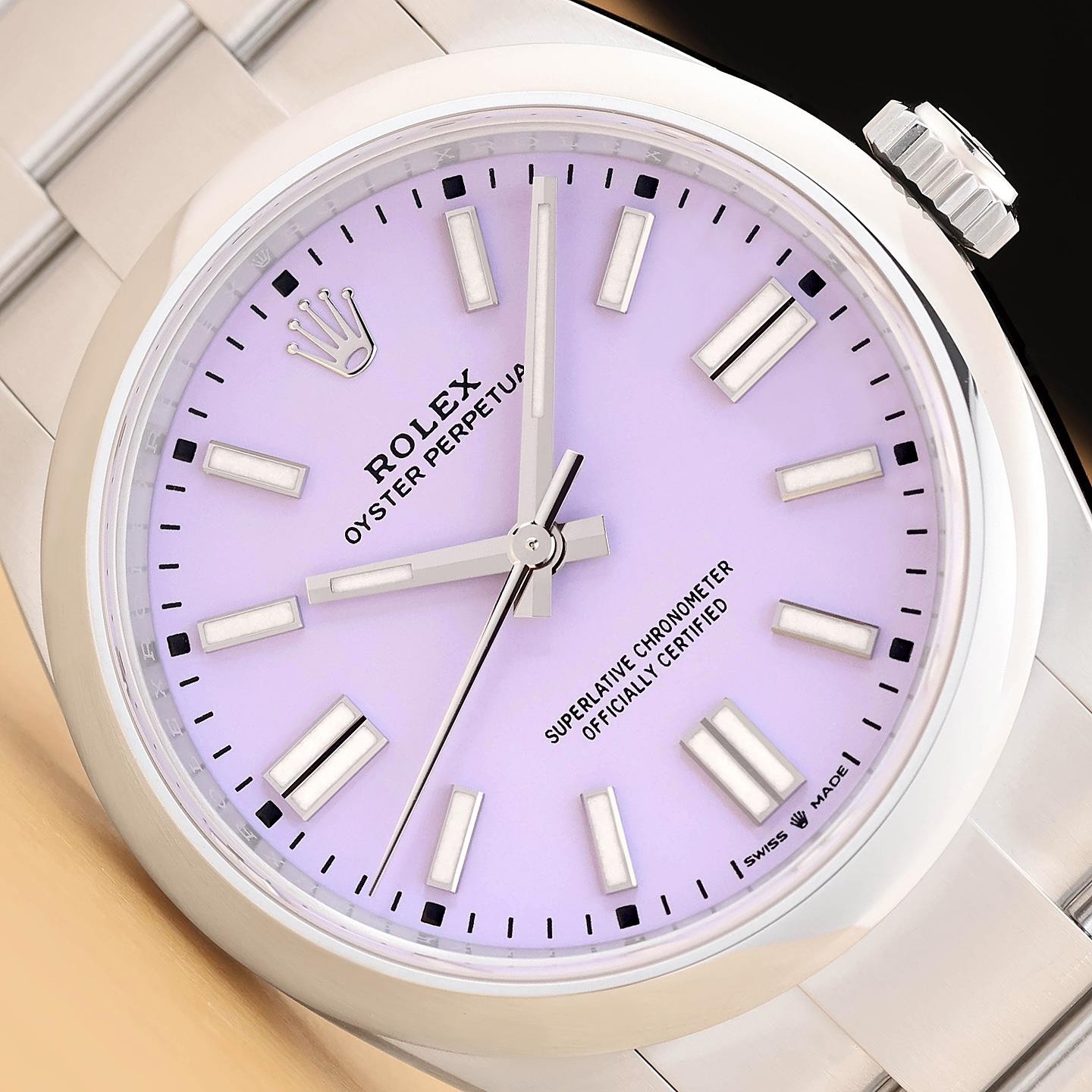 2026 CARD ROLEX OYSTER PERPETUAL 41MM 134300 LAVENDER STEEL OYSTER BAND WATCH