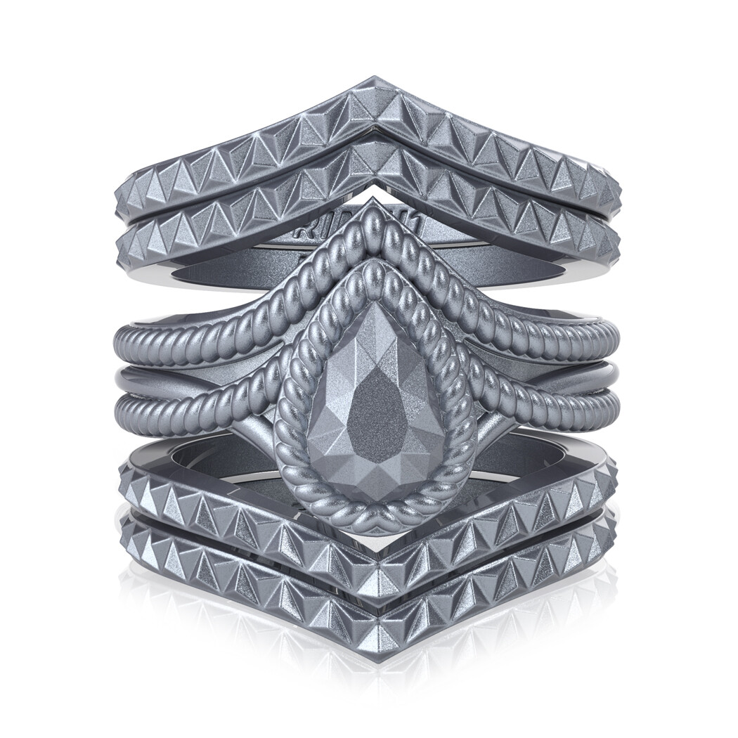 Rinfit Silicone Wedding Rings for Women. Pear Stackable 5 Rings Set