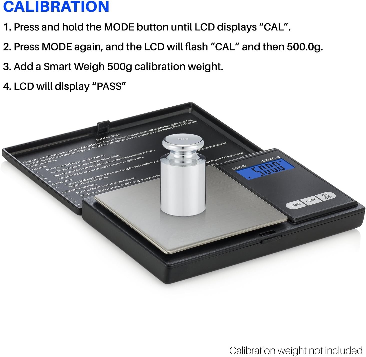 Smart Weigh Digital Pocket Gram Scale, 1000g x 0.1 Grams, Digital Scale
