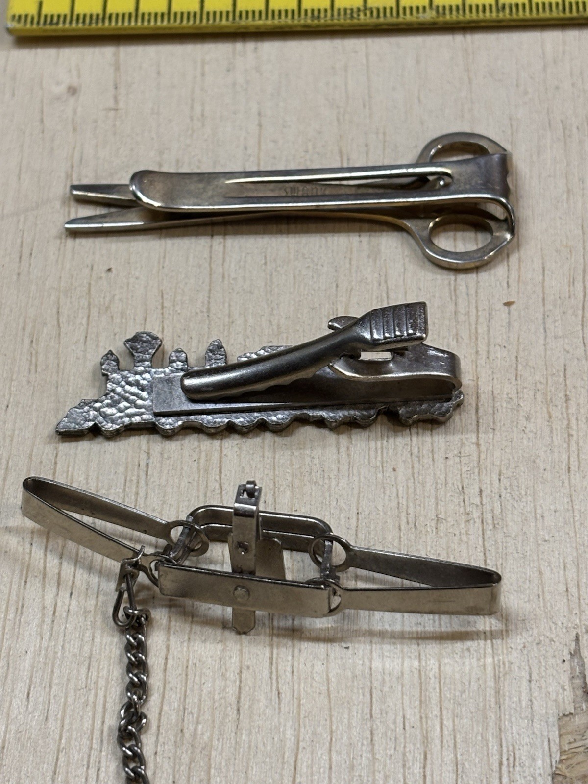 Vintage Tie Clip Lot Railroad Train Scissors Novelty Mens Accessories 6pc