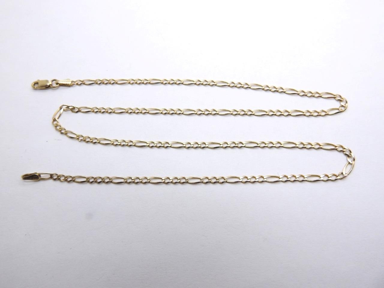 14K Solid Yellow Gold Figaro link Chain Necklace 18.5″ inch 4 Grams 2.50 mm