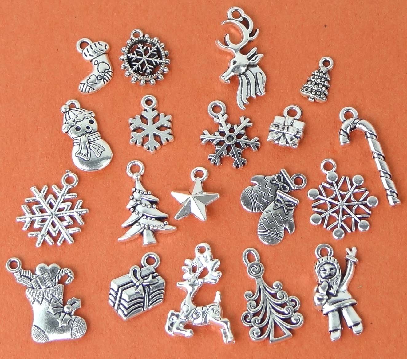 Christmas Collection Charm Antique Silver 19 different Charms Holiday